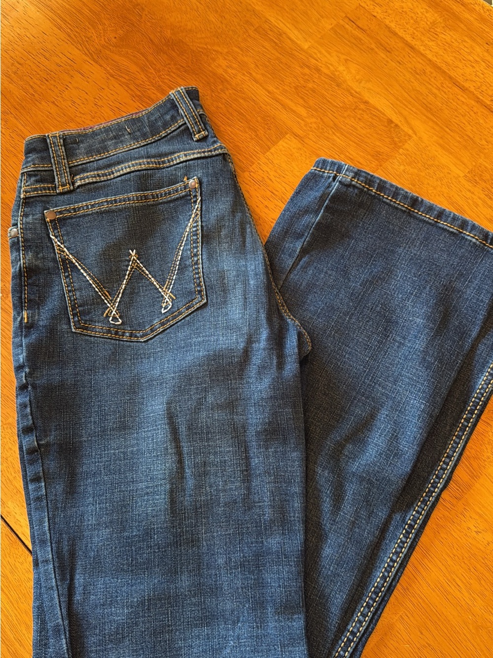 Women's Dark Blue Boot-Cut Jeans with Embroidered Back Pocket